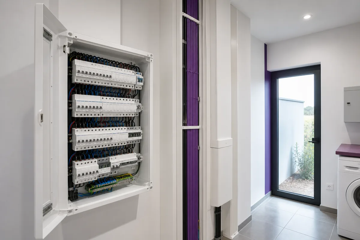 Schéma unifilaire d&rsquo;un logement avec repérage des circuits et de la gaine technique